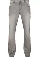 Spodenki męskie - Urban Classics Męskie dżinsy Relaxed Fit męskie spodnie jeansowe, szary (Mid Grey 02297)., 28W / 32L - miniaturka - grafika 1