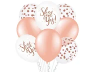 Wieczór panieński i kawalerski - Zestaw balonów na wieczór panieński She said yes różowe złoto - 30 cm - 8 szt. - miniaturka - grafika 1