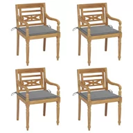 Fotele i krzesła ogrodowe - vidaXL Krzesła Batavia z poduszkami 4 szt. lite drewno tekowe 3073296 - miniaturka - grafika 1