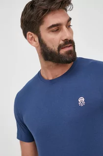 Koszulki męskie - Selected Homme t-shirt bawełniany kolor granatowy z aplikacją - grafika 1