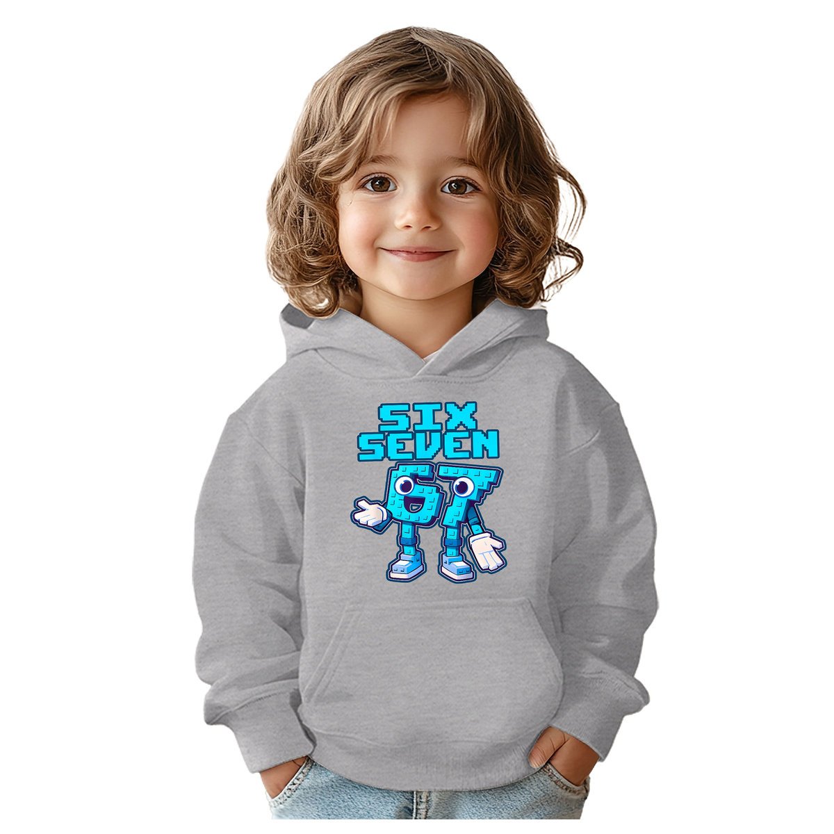 BLUZA DZIECIĘCA Z KAPTUREM 67 SIX SEVEN KLOCKI VIRAL 122-128 PREZENT