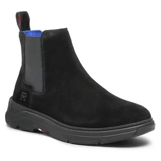 Botki męskie - Sztyblety Tommy Hilfiger Premium Th Suede Hybrid Chelsea FM0FM04683 Black BDS - grafika 1