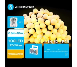 Aigostar - LED Łańcuch zewnętrzny 100xLED/3xAA/8 funkcji 10,3 m IP44 ciepła biel - Lampy ogrodowe - miniaturka - grafika 1