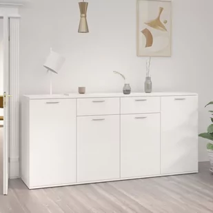 vidaXL Lumarko Szafka, wysoki połysk, biała, 160x36x75 cm, płyta! 3074933 - Szafki do salonu - miniaturka - grafika 1