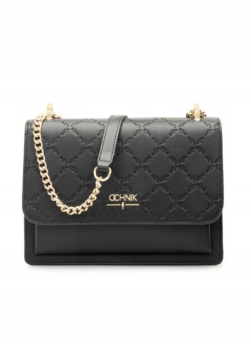OCHNIK Czarna torebka damska z monogramem TOREC-1155-99