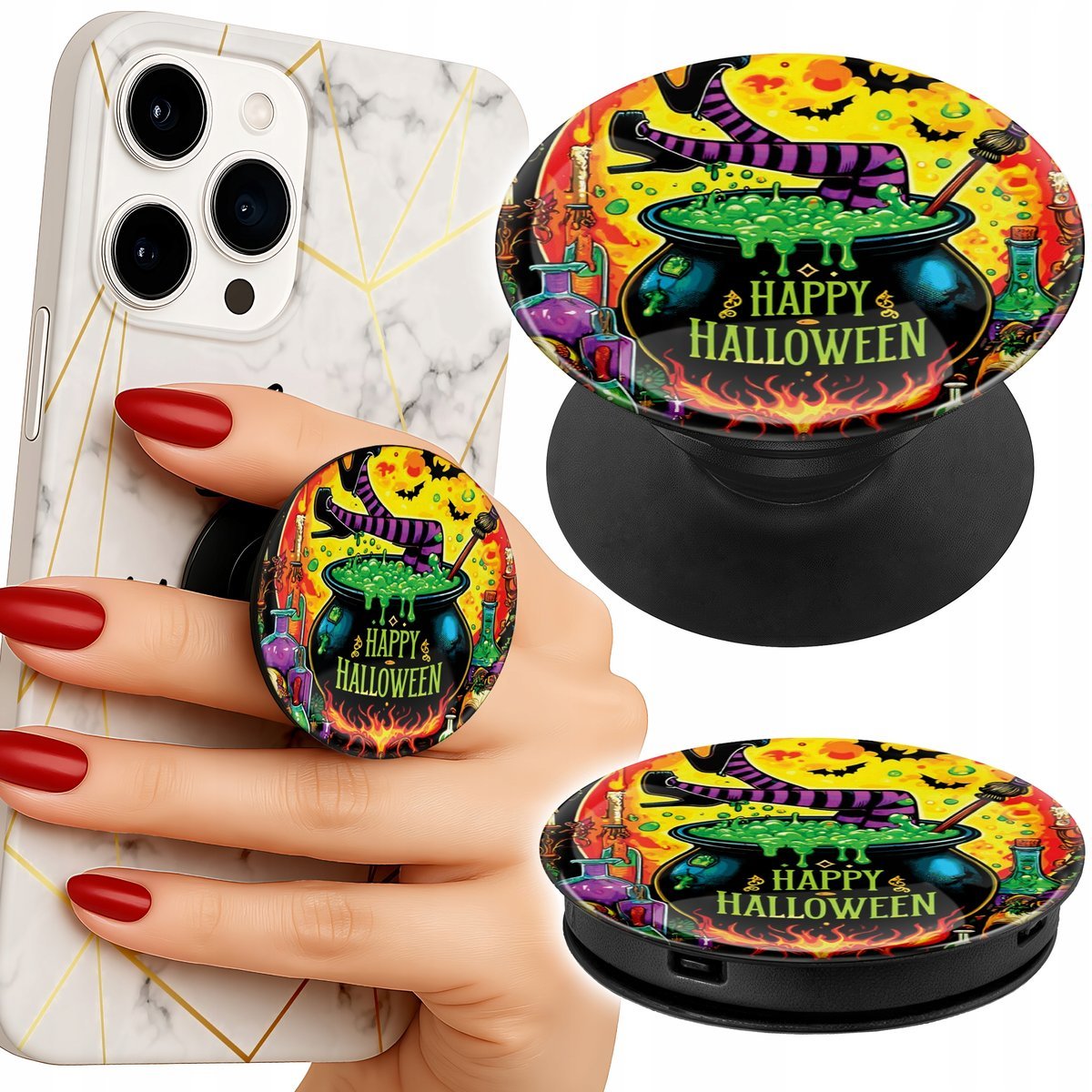 Uchwyt do telefonu Popsocket na palce/stojak WIEDŹMA KOCIOŁEK RÓŻDŻKA