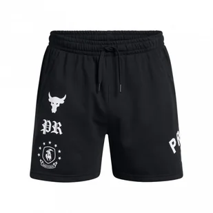 Męskie spodenki treningowe Under Armour Project Rock Terry Flc Short Boh - czarne - UNDER ARMOUR - Spodnie sportowe męskie - miniaturka - grafika 1