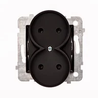 Gniazdka elektryczne - Gniazdo wtyczkowe podwójne ROSA czarny mat bez uziemienia bez ramki - miniaturka - grafika 1