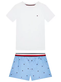 Piżamy dla dziewczynek - Tommy Hilfiger Piżama Set Woven Emroidery UB0UB00386 Biały - grafika 1