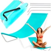 Leżaki ogrodowe - Leżak plażowy do opalania składany niebieski Kaona - miniaturka - grafika 1