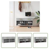 Szafki na buty - The Living Store Ławka na buty betonowa szara 102x35x55 cm Materiał drewnopochodny - miniaturka - grafika 1