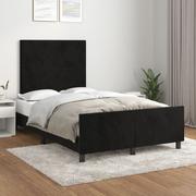 Łóżka - Lumarko Rama łóżka z zagłówkiem, czarna, 120x200 cm, aksamitna - miniaturka - grafika 1