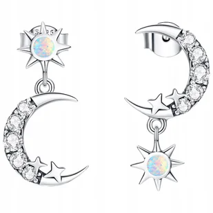 KOLCZYKI srebrne S925 KSIĘŻYC I GWIAZDA sztyft ks068 - Kolczyki - miniaturka - grafika 1
