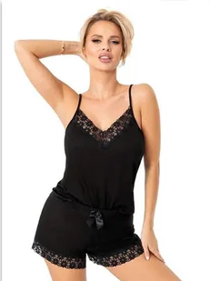 Donna Piżama Niki Short Czarna Czarny XL - Piżamy damskie Donna Piżama Niki Short Czarna Czarny XL - Piżamy damskie - miniaturka - grafika 1