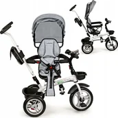 Rowerki trójkołowe - Ecotoys Rowerek Trójkołowy Obracany Szary - miniaturka - grafika 1