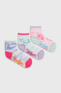 Skarpetki damskie - Skechers Skechers skarpetki dziecięce (3-pack) kolor fioletowy - grafika 1