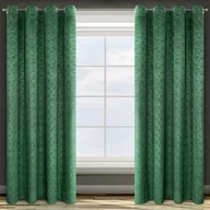 Zasłony - Zasłona Gotowa Na Przelotkach 140X250 Geometryczny Wzór Zielona Ciemna Welurowa Ellen - miniaturka - grafika 1