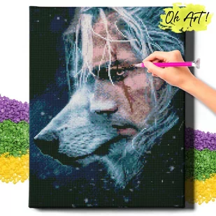 DIAMOND PAINTING 5D z RAMĄ Haft Diamentowy Duży Wiedźmin Mozaika 40x50 cm - Zabawki kreatywne DIAMOND PAINTING 5D z RAMĄ Haft Diamentowy Duży Wiedźmin Mozaika 40x50 cm - Zabawki kreatywne - miniaturka - grafika 1