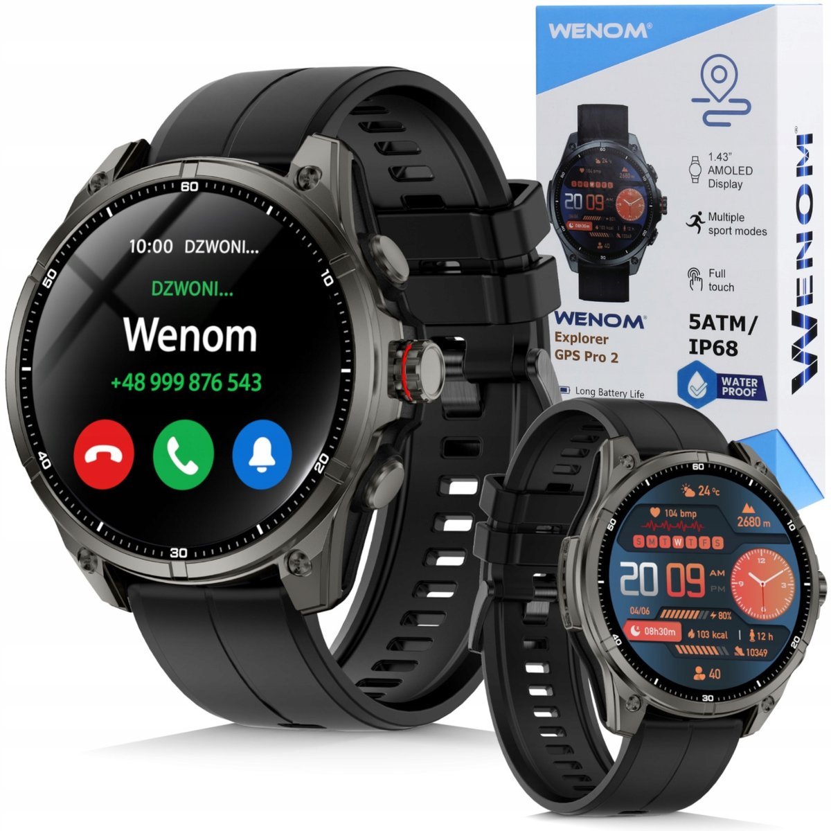 Smartwatch Męski Wenom Explorer 2 PRO MAX GPS AMOLED Wodoodporny IP69K 5ATM