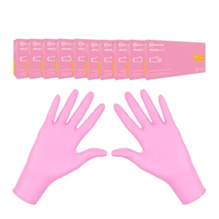 Rękawiczki nitrylowe XS różowe Mercator Nitrylex Pink 100sztuk karton 10op - Rękawiczki jednorazowe - miniaturka - grafika 1