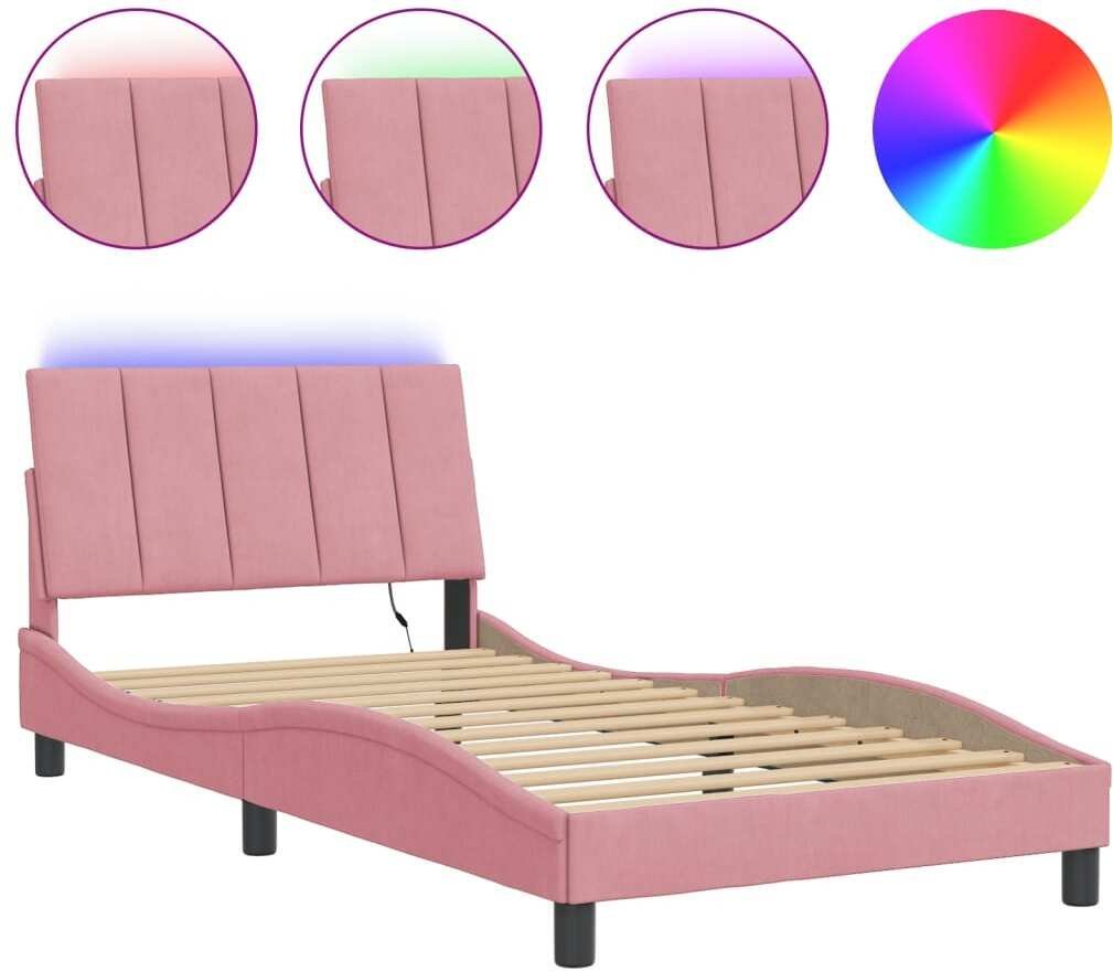 vidaXL Rama łóżka z LED bez materaca, Hanko, różowa, 160x200 cm, aksamitna