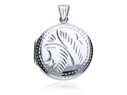 Wisiorki - Elegancki okrągły otwierany srebrny wisior sekretnik z grawerowanym wzorem srebro 925 ALP044 - miniaturka - grafika 1