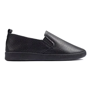 Ażurowe lekkie czarne slip on damskie - Inna marka - Slip on damskie - miniaturka - grafika 1