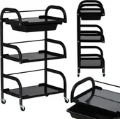 Meble kosmetyczne - Pomocnik kosmetyczny fryzjerski do salonu ST019 uniwersalna szafka wózek stolik na kółkach z trzema półkami i szufladą - miniaturka - grafika 1