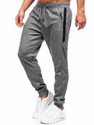 Spodnie sportowe męskie - Szare spodnie męskie joggery dresowe Denley 8K212A - miniaturka - grafika 1