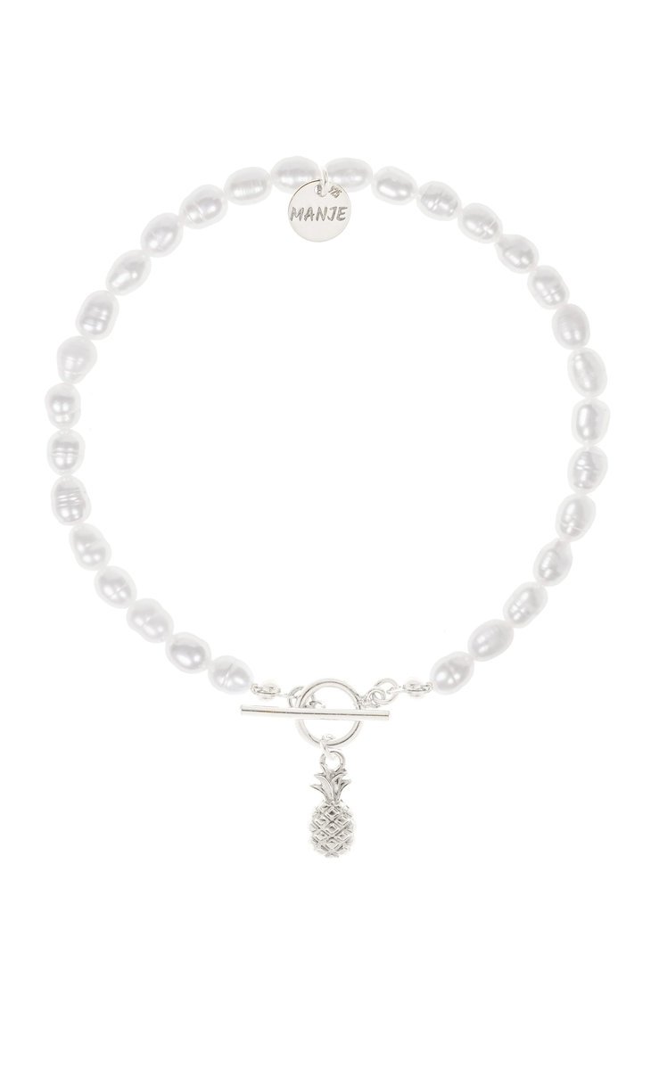 Bransoletka z pereł ze srebrnym ananasem 17 cm