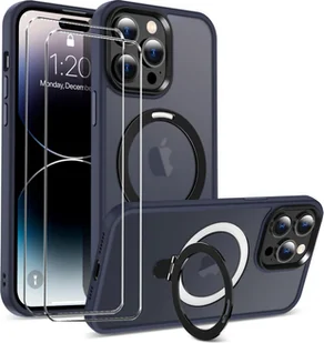 zestaw ochronny 2 w 1 dla Apple iPhone 13 Pro składa się z 2x szklanej osłony ekranu 9H i 1x silikonowego etui - osłona w kolorze ciemnoniebieskim - Etui i futerały do telefonów - miniaturka - grafika 1