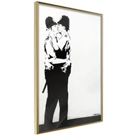 Plakaty - Plakat - Banksy: Kissing Coppers II (rozmiar 40x60, wykończenie Rama złota z passe-partout) - miniaturka - grafika 1