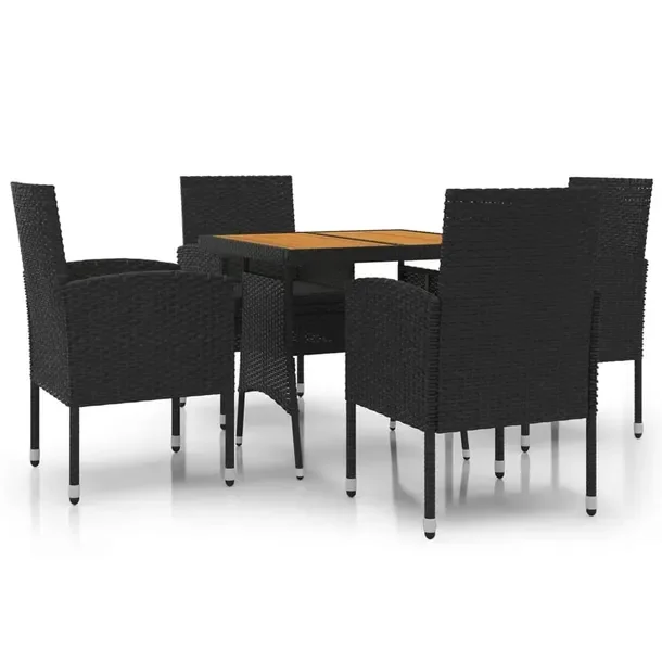 Zestaw mebli ogrodowych z czarnego rattanu PE - stół 70x70x72 cm, krzesł
