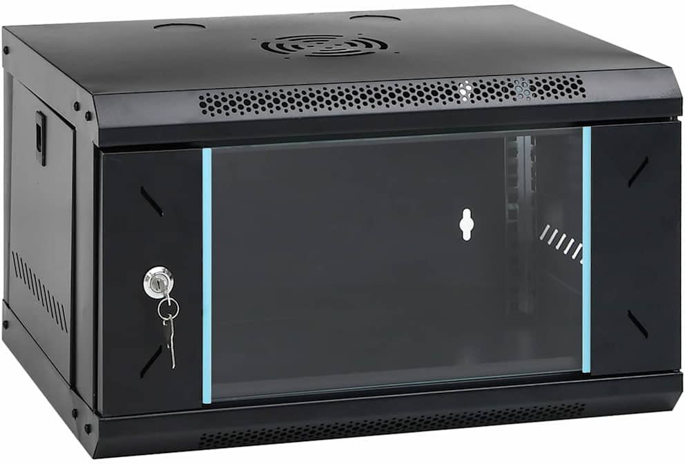 vidaXL Szafa sieciowa z przechowywaniem Czarny 53 x 45 x 30 cm Stal