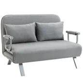 Fotele - Kanapa Fotel Rozkładana 80 x 111 cm Tkanina Szara Sofa do kawalerki - miniaturka - grafika 1