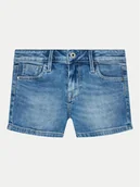 Spodenki damskie - Pepe Jeans Szorty jeansowe Slim Short Jr PG800860MP0 Niebieski Slim Fit - miniaturka - grafika 1
