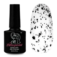 Lakiery hybrydowe - Lakier hybrydowy Efekt Jajka przezroczysty z czarnymi drobinkami Haruyama Flake 8ml - miniaturka - grafika 1