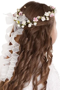 Wianuszek komunijny z dodatkiem różu wianek komunia wianki komunijne WM110 - Ozdoby do włosów - miniaturka - grafika 1