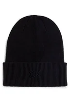 Czapki damskie - Calvin Klein Czapka damska z zawartością kaszmiru Kobiety Bawełna czarny jednolity, ONE SIZE - miniaturka - grafika 1