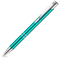 Długopisy - Turkusowy długopis metalowy COSMO z Twoim grawerem - 100 szt. - miniaturka - grafika 1