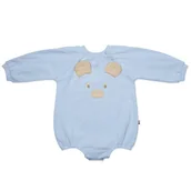 Rampersy - Hi Little One rampers dziecięcy MIŚ OverSize BOHO Blue roz L Pom Pom - miniaturka - grafika 1