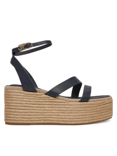 Tommy Hilfiger Espadryle Ankle Strap Leather Platform FW0FW08497 Granatowy - Espadryle damskie - miniaturka - grafika 1