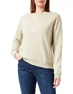 Swetry damskie - Calvin Klein Jeans Damski sweter z logo Monogram z okrągłym dekoltem, pola pszeniczne, S - miniaturka - grafika 1