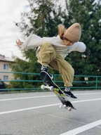 Spodnie i spodenki dla chłopców - Baggy sztruksowe oversize olive - miniaturka - grafika 1