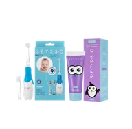 Szczoteczki elektryczne - Zestaw SEYSSO Baby Penguin ICE BLUE Szczoteczka soniczna dla dzieci i pasta SEYSSO Kids - miniaturka - grafika 1