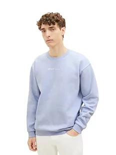 TOM TAILOR Denimowa męska bluza z okrągłym dekoltem i małym nadrukiem z logo, 11486-Brunera niebieski, XXL - Bluzy męskie - miniaturka - grafika 1