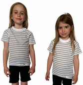 Odzież sportowa dziecięca - COOL kolorowy T-shirt dziecięca .120 .szaro-białe paski - miniaturka - grafika 1
