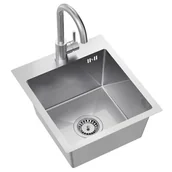 Zlewozmywaki z baterią - Zlewozmywak MYQ LEO 10 S LEO10SBS + Bateria GANGES GANGES Stalowy - miniaturka - grafika 1