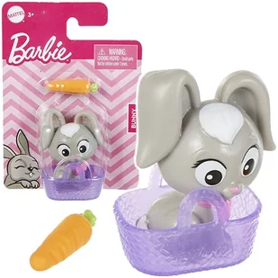 BARBIE KRÓLICZEK W KOSZYCZKU TOREBCE MATTEL FIGURKA BUNNY Z MARCHEWKĄ - Figurki dla dzieci BARBIE KRÓLICZEK W KOSZYCZKU TOREBCE MATTEL FIGURKA BUNNY Z MARCHEWKĄ - Figurki dla dzieci - miniaturka - grafika 1