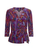 Koszulki i topy damskie - Lauren Ralph Lauren Damska koszulka z długim rękawem Kobiety lila|wielokolorowy wzorzysty, S - miniaturka - grafika 1